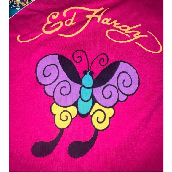 Ed Hardy Baby Girl's Pink Butterfly Graphic T-Shirt/Tee | NEW/NWT!! 🦋 - Picture 4 of 6